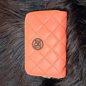 New Badgley Mischka Small Quilted Diamond Coin Purse with Key Ring, NWT